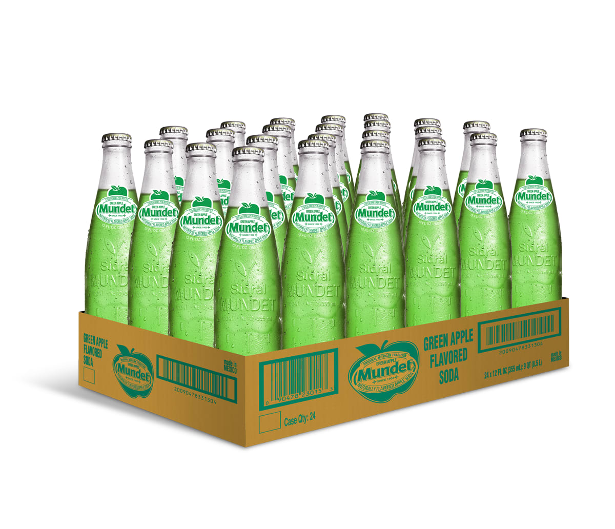 Sidral Mundet Green Apple Soda 24 Pack (12 oz Bottles)